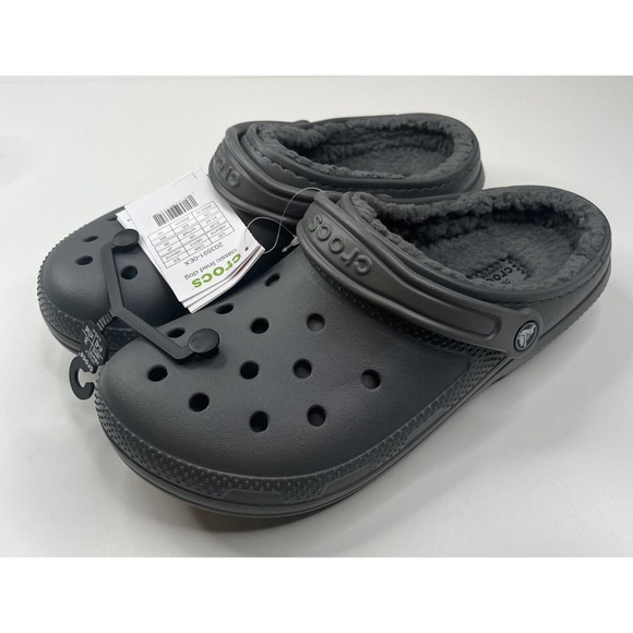 NEW Crocs Classic Lined Clog Sandals Size 8 Men’s Gray Slip On